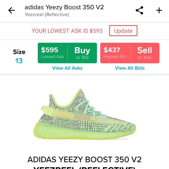 Yeezy 350 yeezreel reflective glow in the dark - Picture 1 of 1